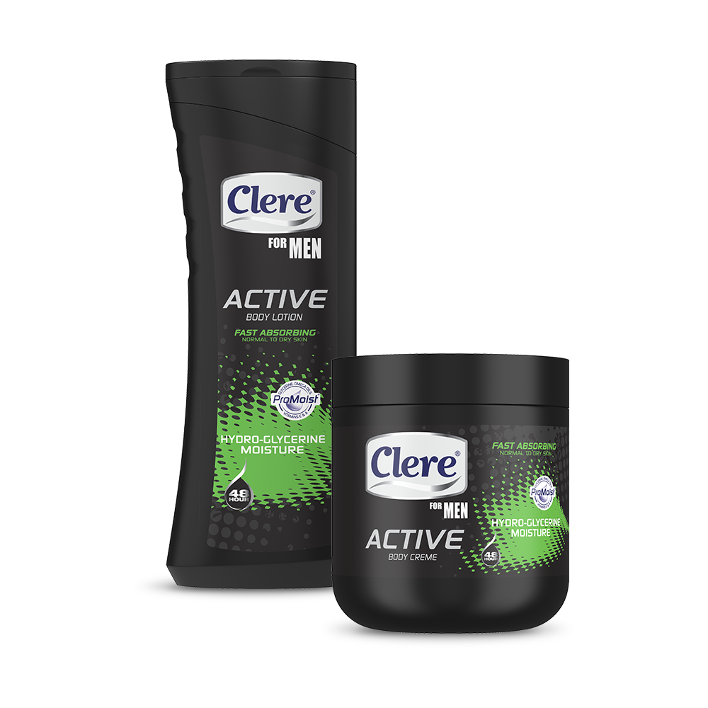 Clere for men, innovative body lotions, crèmes and roll-ons